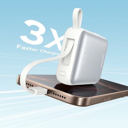 Външна батерия с вградени USB-C и Lightning кабели и USB-C порт и технология за бързо зареждане - Joyroom JR-PBF27 Portable Power Bank 22.5W 10000 mAh (бял) 8