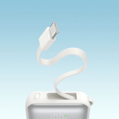 Външна батерия с вградени USB-C и Lightning кабели и USB-C порт и технология за бързо зареждане - Joyroom JR-PBF27 Portable Power Bank 22.5W 10000 mAh (бял) 13