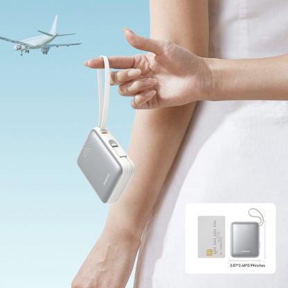Външна батерия с вградени USB-C и Lightning кабели и USB-C порт и технология за бързо зареждане - Joyroom JR-PBF27 Portable Power Bank 22.5W 10000 mAh (бял) 14