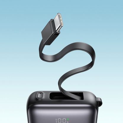 Външна батерия с вградени USB-C и Lightning кабели и USB-C порт и технология за бързо зареждане - Joyroom JR-PBF27 Portable Power Bank 22.5W 10000 mAh (черен) 13