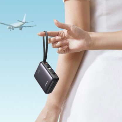 Външна батерия с вградени USB-C и Lightning кабели и USB-C порт и технология за бързо зареждане - Joyroom JR-PBF27 Portable Power Bank 22.5W 10000 mAh (черен) 14