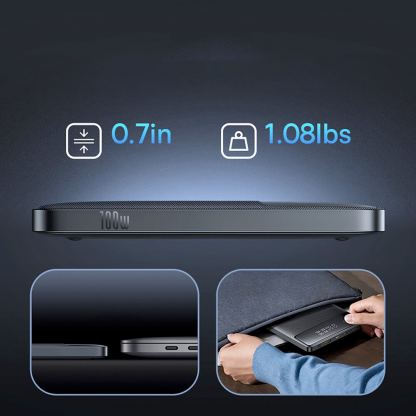 Външна батерия с два USB-A и два USB-C изходи и технология за бързо зареждане - Baseus Blade H1 Digital Display Power Bank 100W 20000 mAh (P10021604123-00) (черен) 6