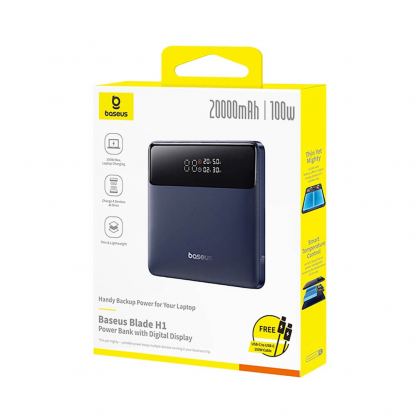 Външна батерия с два USB-A и два USB-C изходи и технология за бързо зареждане - Baseus Blade H1 Digital Display Power Bank 100W 20000 mAh (P10021604123-00) (черен) 19