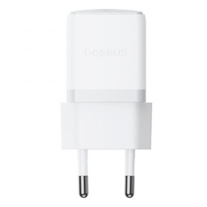 Захранване за ел. мрежа с USB-C изход с технология за бързо зареждане и USB-C към USB-C кабел - Baseus Palm 1C USB-C PD Wall Charger 20W With USB-C Cable (P10111602213-01) (бял) 2