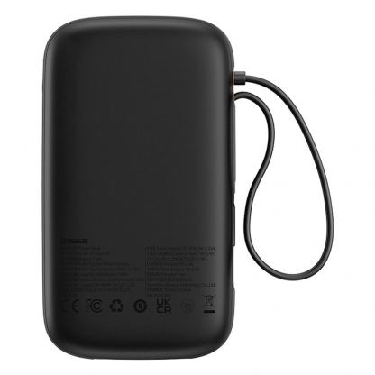 Външна батерия с вграден USB-C и Lightning кабел и USB-C, USB-А портове - Baseus Qpow2 Digital Display Power Bank With USB-C and Lightning cable 22.5W 20000 mAh (черен) 3
