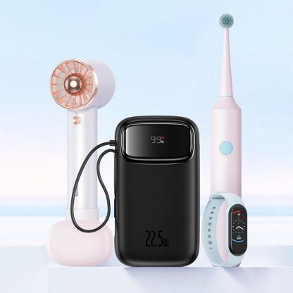 Външна батерия с вграден USB-C и Lightning кабел и USB-C, USB-А портове - Baseus Qpow2 Digital Display Power Bank With USB-C and Lightning cable 22.5W 20000 mAh (черен) 10