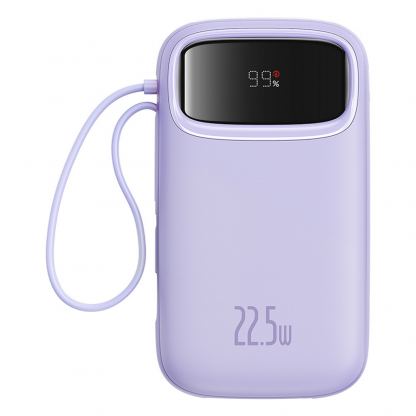 Външна батерия с вграден USB-C и Lightning кабел и USB-C, USB-А портове - Baseus Qpow2 Digital Display Power Bank With USB-C and Lightning cable 22.5W 20000 mAh (лилав) 2