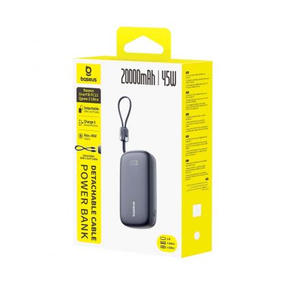 Външна батерия с вграден USB-C и Lightning кабел и USB-C, USB-А и Lightning портове - Baseus Qpow3 Ultra EnerFill Power Bank With USB-C And Lightning Cable 45W 20000mAh (черен) 4