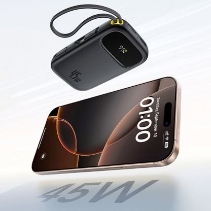  Външна батерия с вграден USB-C и Lightning кабел и USB-C, USB-А портове - Baseus EnerFill FC31 Qpow2 Power Bank With USB-C and Lightning cable 45W 20000 mAh (черен) 5