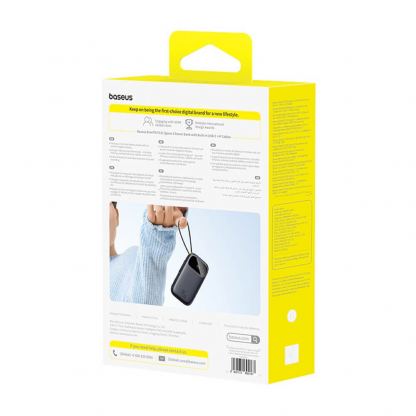 Външна батерия с вграден USB-C и Lightning кабел и USB-C, USB-А портове - Baseus EnerFill FC31 Qpow2 Power Bank With USB-C and Lightning cable 45W 20000 mAh (черен) 8
