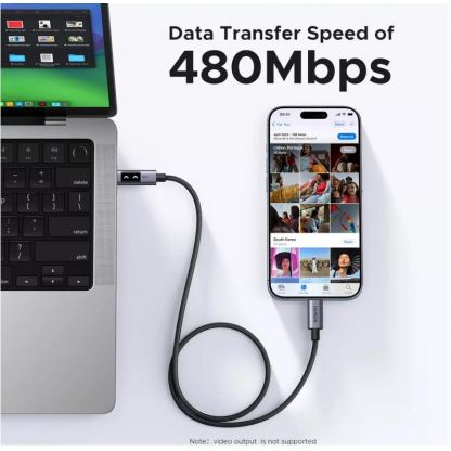 USB-C към USB-C кабел за устройства с USB-C порт (200 см) - Ugreen UNO USB-C to USB-C PD Fast Charging Cable 100W (черен) 8