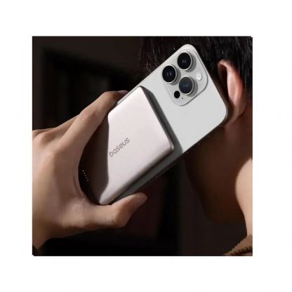 Ултратънка преносима външна батерия с USB-C изход и безжично зареждане с MagSafe - Baseus PicoGo AM41 Ultra Slim Qi2 Magnetic Wireless Charging Power Bank 10000 mAh 27W (титан) 4