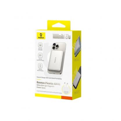 Ултратънка преносима външна батерия с USB-C изход и безжично зареждане с MagSafe - Baseus PicoGo AM41 Ultra Slim Qi2 Magnetic Wireless Charging Power Bank 10000 mAh 27W (титан) 7