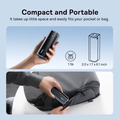 Външна батерия с 2xUSB-C и 2xUSB-A изходи и технология за бързо зареждане - Baseus EnerGeek GP12 Digital Display Fast Charging Power Bank 20800mAh 145W (тъмносив) 7