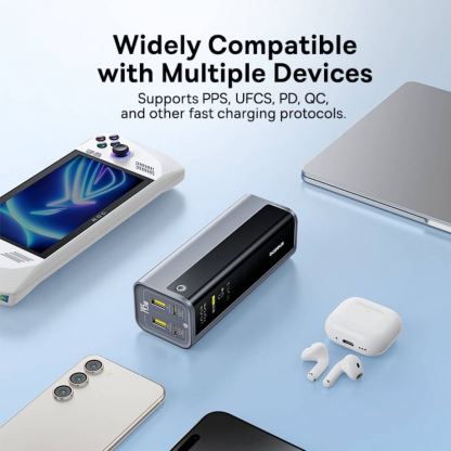 Външна батерия с 2xUSB-C и 2xUSB-A изходи и технология за бързо зареждане - Baseus EnerGeek GP12 Digital Display Fast Charging Power Bank 20800mAh 145W (тъмносив) 9