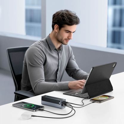 Външна батерия с 2xUSB-C и 2xUSB-A изходи и технология за бързо зареждане - Baseus EnerGeek GP12 Digital Display Fast Charging Power Bank 20800mAh 145W (тъмносив) 10