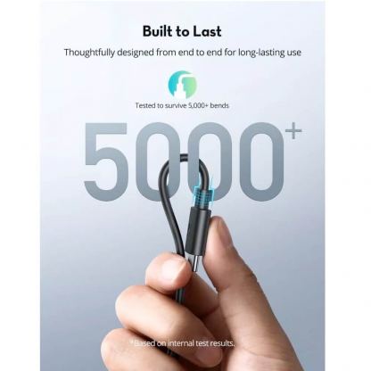 Здрав кабел с бързо зареждане за устройства с USB-C - RavPower RP-CB1022 USB-C to USB-C Cable 60W (200 см) (черен) 3