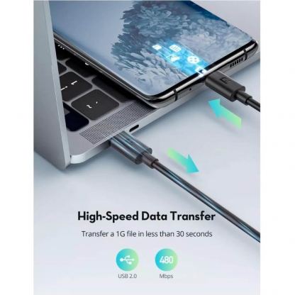 Здрав кабел с бързо зареждане за устройства с USB-C - RavPower RP-CB1022 USB-C to USB-C Cable 60W (200 см) (черен) 5