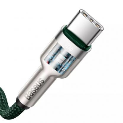  Здрав кабел с въжена оплетка за устройства с USB-C порт - Baseus Cafule Metal Series USB-C to USB-C Cable 100W (CATJK-D06) (зелен) (200 см) 4