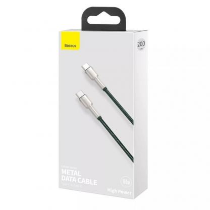  Здрав кабел с въжена оплетка за устройства с USB-C порт - Baseus Cafule Metal Series USB-C to USB-C Cable 100W (CATJK-D06) (зелен) (200 см) 5