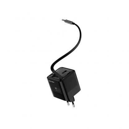 Захранване за ел. мрежа с USB-A и USB-C изходи и вграден USB-C кабел - Mobile Origin PW2 GaN Display Wall Charger 65W (черен) 3