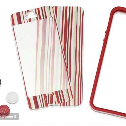 Tunewear Poptune Stripe Red - бъмпер, скин и фолио за iPhone 5 2