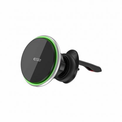 Магнитна поставка за радиатора на кола с безжично зареждане за iPhone с MagSafe - Tech-Protect MM15W-V3 MagSafe Air Vent Car Mount 15W (черен) 2