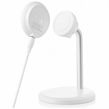 Настолна поставка за безжично зареждане на iPhone с MagSafe (бял)	 - ESR Halolock Shift Magnetic MagSafe Wireless Charging Stand 15W 3