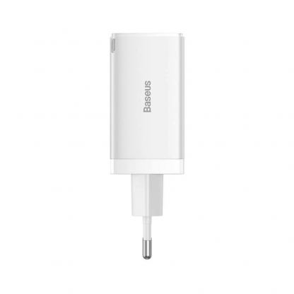 Захранване за ел. мрежа за лаптопи, смартфони и таблети с 2xUSB-C и 1xUSB-A изходи с технология за бързо зареждане - Baseus GaN 5 Pro Laptop Charger 65W (CCGP120202) (бял) 2
