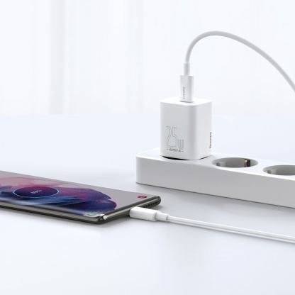 Захранване за ел. мрежа с USB-C изход с технология за бързо зареждане - Baseus Super Si USB-C PD Wall Charger 25W (CCSP020102) (бял) 11