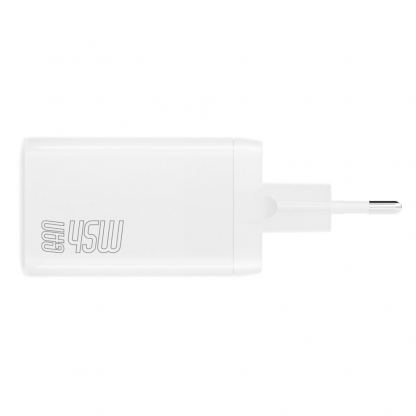 Захранване за ел. мрежа с USB-A и 2xUSB-C изходи с технология за бързо зареждане - 4smarts GaN Wall Charger PDPlug Trio 45W (бял) 2