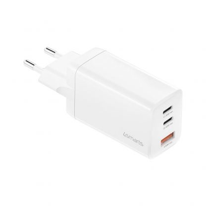 Захранване за ел. мрежа с USB-A и 2xUSB-C изходи с технология за бързо зареждане - 4smarts GaN Wall Charger PDPlug Trio 65W (бял) 3