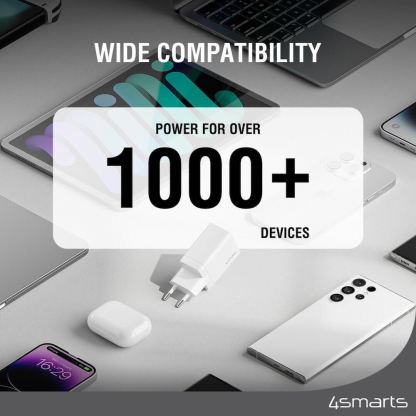 Захранване за ел. мрежа с USB-A и USB-C изходи и технология за бързо зареждане - 4smarts Wall Charger PDPlug Duos PD 30W (бял) 8