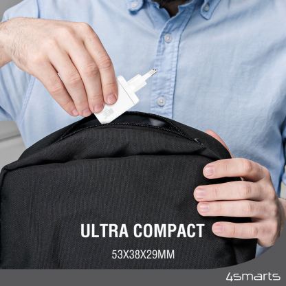 Захранване за ел. мрежа с USB-A и USB-C изходи и технология за бързо зареждане - 4smarts Wall Charger PDPlug Duos PD 30W (бял) 9
