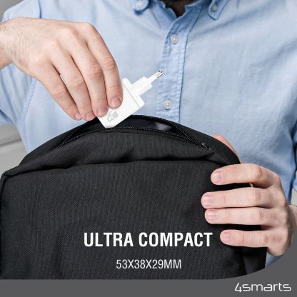 Захранване за ел. мрежа с USB-A и USB-C изходи и технология за бързо зареждане - 4smarts Wall Charger PDPlug Duos PD 25W (бял) 9