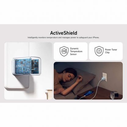 Захранване за ел. мрежа с 2xUSB-C изхода с технология за бързо зареждане - Anker 521 PowerPort Nano Pro 40W 2xUSB-C Wall Charger (бял) 2