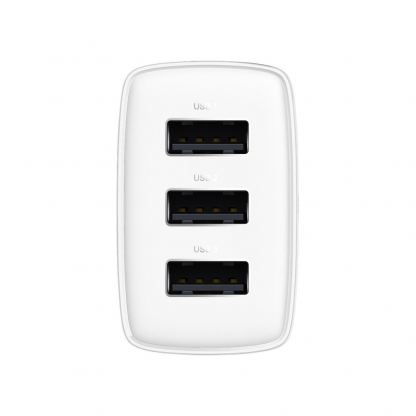 Захранване за ел. мрежа с 3xUSB-A изхода и технология за бързо зареждане - Baseus Compact Wall Charger 3U 17W (бял) 4