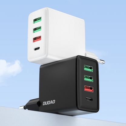 Захранване за ел. мрежа с 3хUSB-A и USB-C изходи и технология за бързо зареждане - Dudao Quick Wall Charger 20W (бял) 2