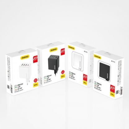 Захранване за ел. мрежа с 3хUSB-A и USB-C изходи и технология за бързо зареждане - Dudao Quick Wall Charger 20W (бял) 5