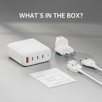 Захранване за ел. мрежа за лаптопи, смартфони и таблети с 3xUSB-C и 1xUSB-A изходи с технология за бързо зареждане - 4Smarts GaN Charger Flex Pro 100W (бял) 8