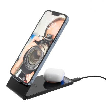 Тройна поставка (пад) за безжично зареждане за iPhone с Magsafe, Apple Watch и AirPods - 4smarts Wireless Charger UltiMag TrioFold Lucid 15W (черен) 5