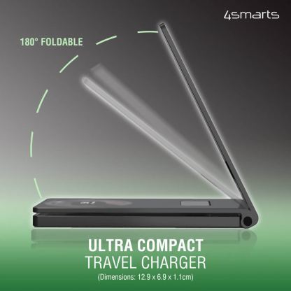 Тройна поставка (пад) за безжично зареждане за iPhone с Magsafe, Apple Watch и AirPods - 4smarts Wireless Charger UltiMag TrioFold Lucid 15W (черен) 8