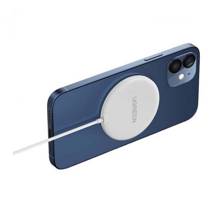 Поставка (пад) за безжично зареждане на iPhone с Magsafe - Ugreen Magnetic Wireless Charger 15W (бял) 2