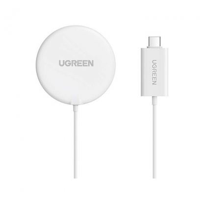 Поставка (пад) за безжично зареждане на iPhone с Magsafe - Ugreen Magnetic Wireless Charger 15W (бял) 3