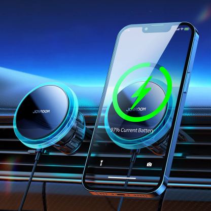 Поставка за радиаторa на кола с безжично зареждане за iPhone с Magsafe - Joyroom Magnetic Fast Wireless Vent Car Holder 15W (сребрист) 4