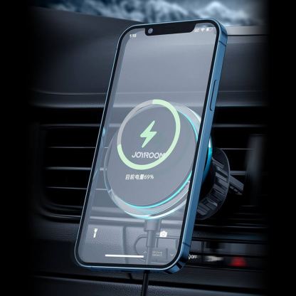 Поставка за радиаторa на кола с безжично зареждане за iPhone с Magsafe - Joyroom Magnetic Fast Wireless Vent Car Holder 15W (сребрист) 16