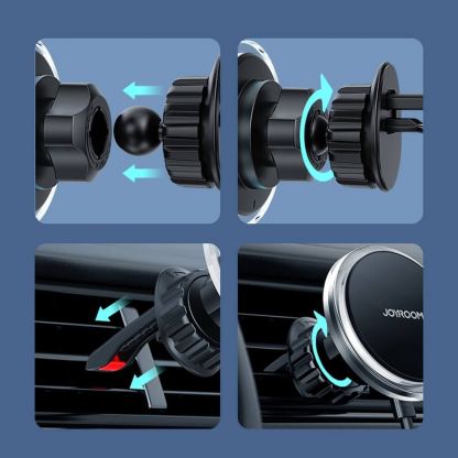 Поставка за радиаторa на кола с безжично зареждане за iPhone с Magsafe - Joyroom Magnetic Fast Wireless Vent Car Holder 15W (сребрист) 17