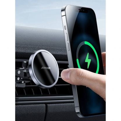 Поставка за радиаторa на кола с безжично зареждане за iPhone с Magsafe - Joyroom Magnetic Wireless Vent Car Charge Holder 15W (черен) 2