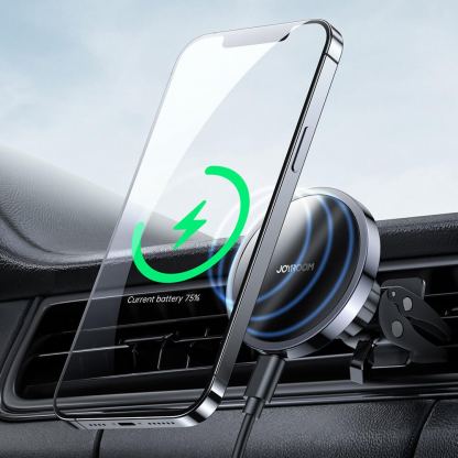 Поставка за радиаторa на кола с безжично зареждане за iPhone с Magsafe - Joyroom Magnetic Wireless Vent Car Charge Holder 15W (черен) 4