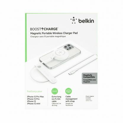 Поставка (пад) за безжично зареждане и захранване за ел. мрежа за iPhone с Magsafe - Belkin Boost Charge USB-C Magnetic Wireless Charging Pad 7.5W (бял) 6